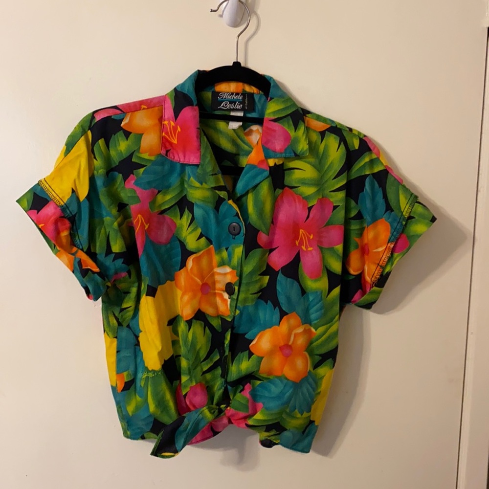 Button up Hawaiian crop top